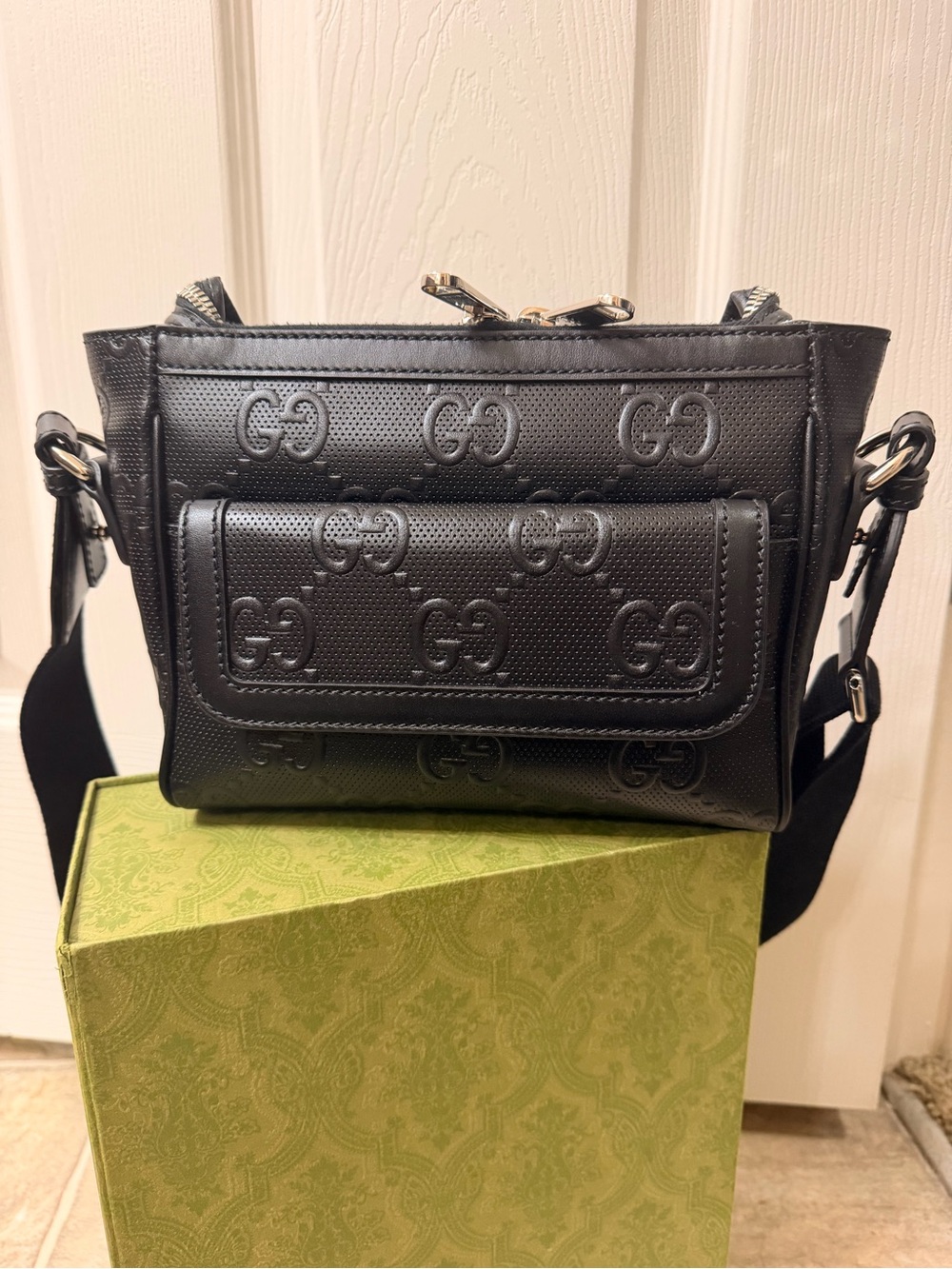 Gucci Black Embossed GG Leather Crossbody